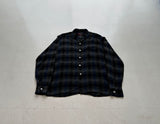 60s AIRMAN ShadowPlaid Rayon Loop Shirt M Black
