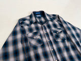 70s SIR PENDLETON Shadow Plaid Western Shirt L Blue