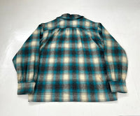 60s Shadow Plaid Loop Wool Shirt Emerald