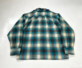 60s Shadow Plaid Loop Wool Shirt Emerald