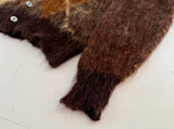 60s McGregor Argyle Mohair Cardigan M Brown