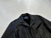90s Polo Ralph Lauren Leather CarCoat M Black