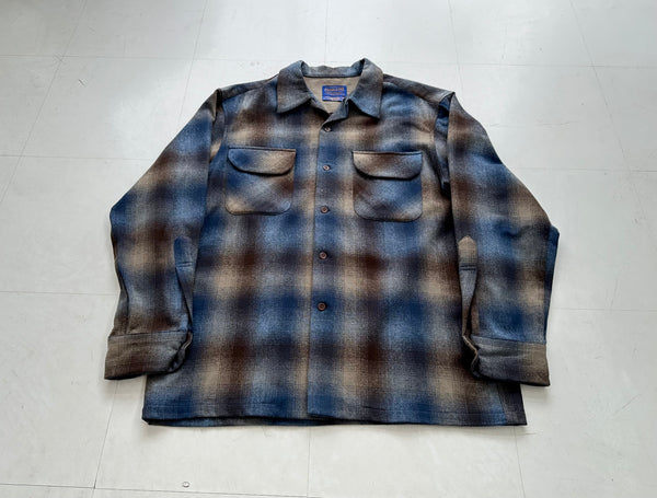 90s Pendleton Shadow Plaid Board Shirt M Blue