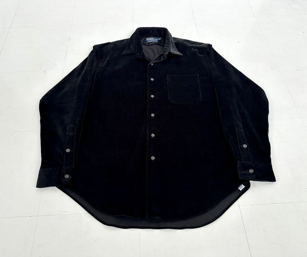 90s Polo Ralph Lauren MARLOWE Corduroy L/S Shirt L Black