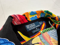 90s Polo Ralph Lauren CALDWELL Black Ocean Rayon Loop Shirt XL