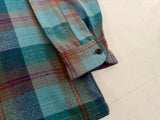 60s Pendleton Shadow Plaid Board Shirt XL Turquoise