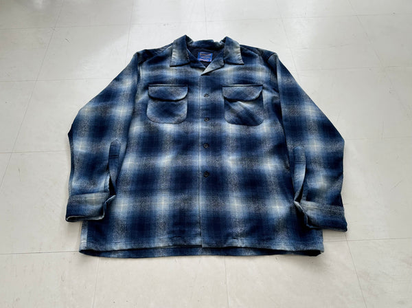 90s Pendleton Shadow Plaid Board Shirt L Blue
