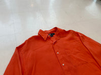 90s Polo Ralph Lauren LOWELL SPORT Linen L/S Shirt M HermesOrange