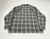 60s TOWNCRAFT Shadow Plaid Loop Wool Shirt L LightGray