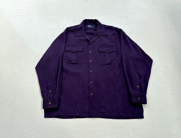 90s Polo Ralph Lauren Rayon L/S Loop Shirt L Deep Purple