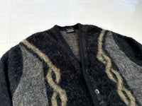 60s PURITAN Chain Mohair Cardigan M Black