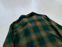 60s ARROW ShadowPlaid Rayon Shirt L ForestGreen