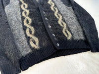 60s PURITAN Chain Mohair Cardigan M Black
