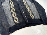 60s PURITAN Chain Mohair Cardigan M Black