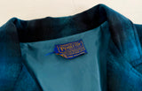 70s PENDLETON Shadow Plaid Wool Jacket XL Blue