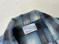 80s Career Club Shadow Plaid Flannel Shirt XL Blue&Black