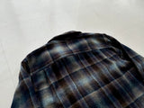 60s Lumber Jack Shadow Plaid Wool Board Shirt M Navy&Brown