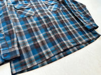 60s Pendleton ShadowPlaid Board Shirt XL Blue