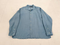 90s Polo Ralph Lauren Silk&Linen L/S Shirt XL LightBlue