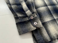 70s KENNINGTON Shadow Plaid Wool Shirt L DeepNavy