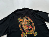 90s Polo Ralph Lauren CLAYTON Dragon Rayon Loop Shirt XL Black