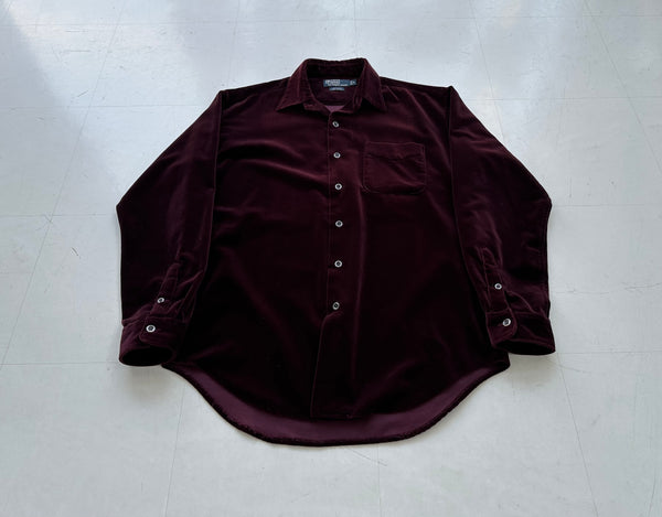 90s Polo Ralph Lauren ARMOND Velvet Shirt M Burgundy
