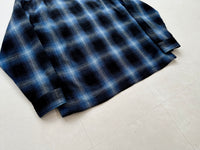 60s Cascade Shadow Plaid Wool Board Shirt M Black&Blue