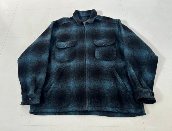 90s WOOLRICH Shadow Plaid Wool Jacket L Black&Blue