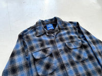 90s Pendleton ShadowPlaid Board Shirt M Black&Blue