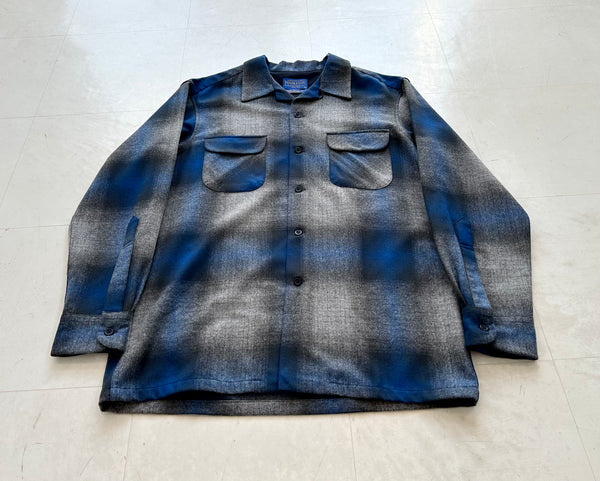 90s Pendleton ShadowPlaid board Shirt M Blue