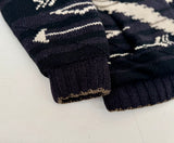 90s ORVIS Native Pattern Knit Jacket L Black