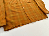 60s Woolshire Shadow Plaid Wool Loop Shirt M Orange