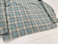 60s WOOL O THE WEST Shadow Plaid Loop Wool Shirt XL Turquoise
