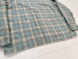 60s WOOL O THE WEST Shadow Plaid Loop Wool Shirt XL Turquoise