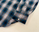70s SIR PENDLETON Shadow Plaid Western Shirt L Blue
