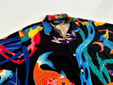 90s Polo Ralph Lauren CALDWELL Black Ocean Rayon Loop Shirt XL