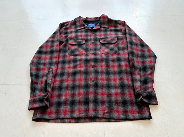 90s Pendleton Shadow Plaid Board Shirt XL Gray&Red