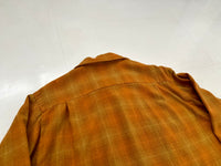 60s Woolshire Shadow Plaid Wool Loop Shirt M Orange