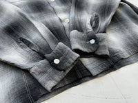 60s TOWNCRAFT Shadow Plaid Rayon Loop Shirt M Black&White
