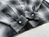 60s TOWNCRAFT Shadow Plaid Rayon Loop Shirt M Black&White