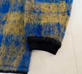 60s Mohair Plaid Cardigan Blue&Mustard