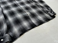 60s TOWNCRAFT Shadow Plaid Rayon Loop Shirt M Black&White