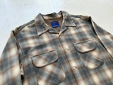 90s Pendleton ShadowPlaid Board Shirt L Ivory&Gray