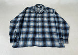 80s Career Club Shadow Plaid Flannel Shirt XL Blue&Black