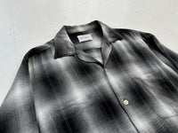 60s TOWNCRAFT Shadow Plaid Rayon Loop Shirt M Black&White