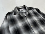60s TOWNCRAFT Shadow Plaid Rayon Loop Shirt M Black&White