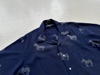 90s Polo Ralph Lauren Zebra BROMLEY Silk Loop Shirt L