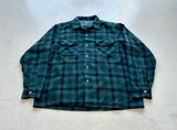 60s Pendleton Plaid Board Shirt L Turquoise