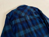 90s PENDLETON Shadow Plaid Western Shirt L Navy