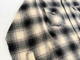 70s PENDLETON Shadow Plaid Western Shirt L Black&White